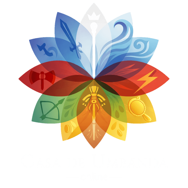 Casa de Umbanda Online - Logo com flor de lotus multicolorida representando os Orixas